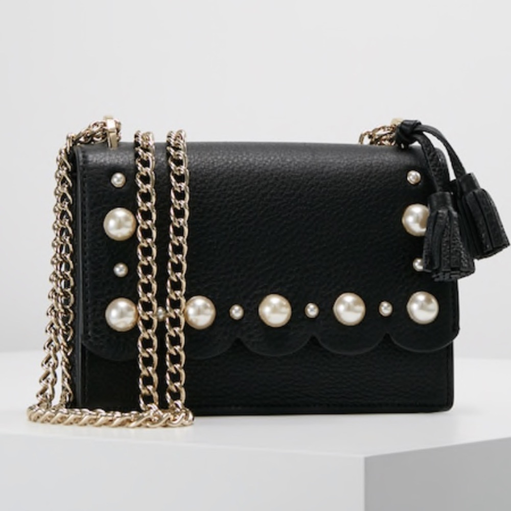 Rare🔥Authentic Kate Spade leather/pearls chain flap magnetic Crosby - Picture 2 of 8